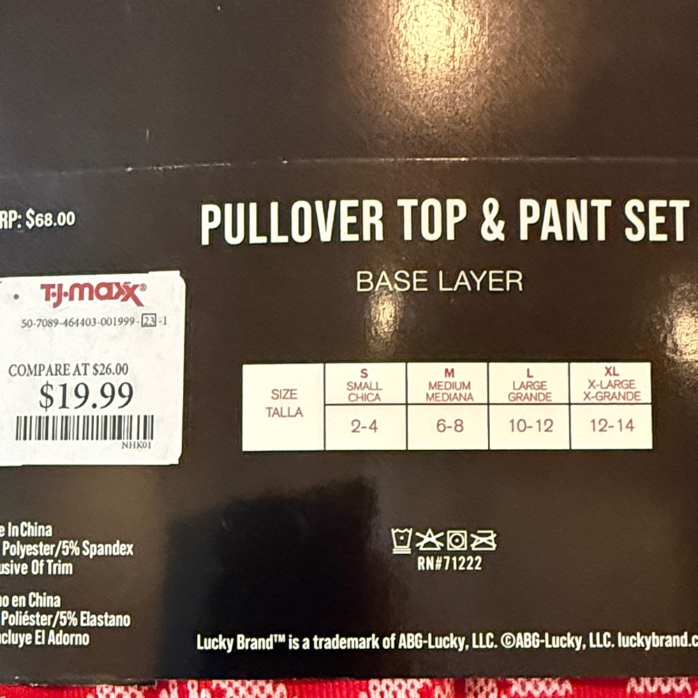 Lucky Brand Red Pullover Top & Pant PJ Set NWT size small - Picture 3 of 4